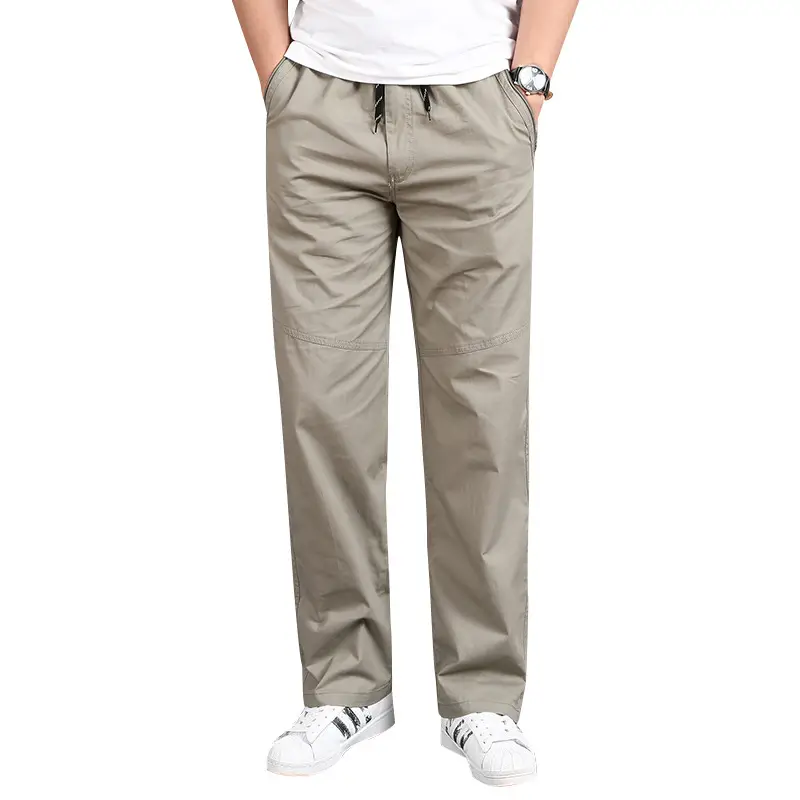 Men's Grey Multi-Pocket Overalls Pants Middle Age Business Casual - Image 7