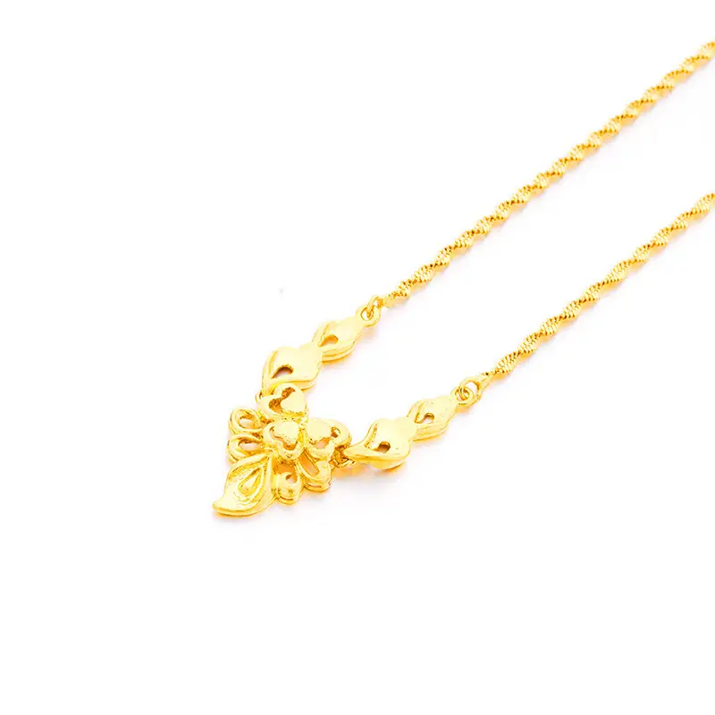 24K Gold Plated Women's Flower Necklace Set for Wedding - Image 9