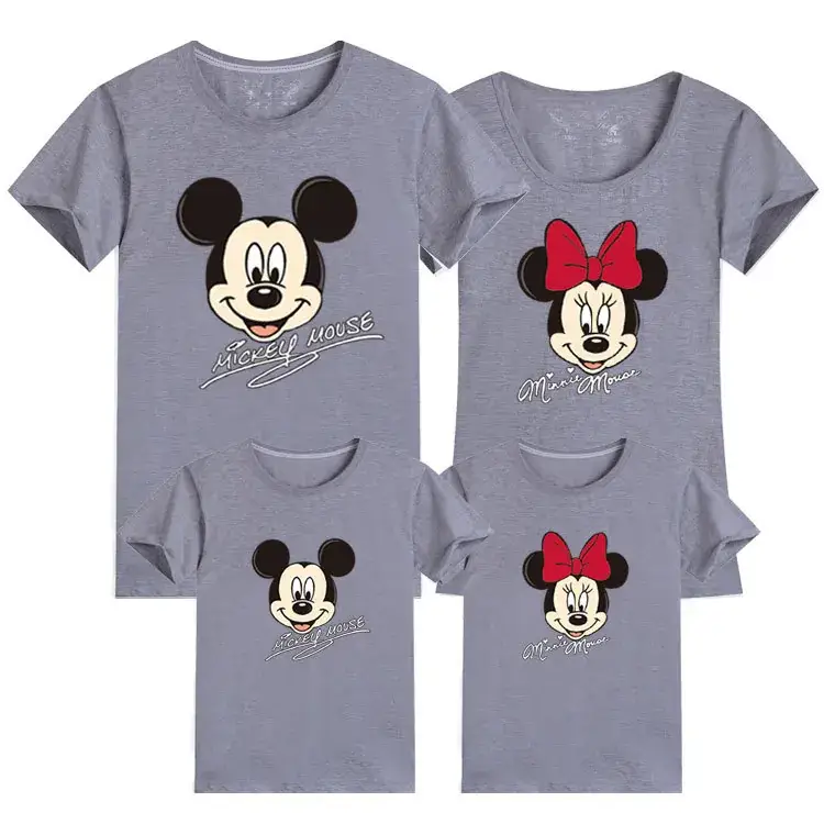 Minnie Mouse Cotton Couple T-Shirt Set Grey - Image 6