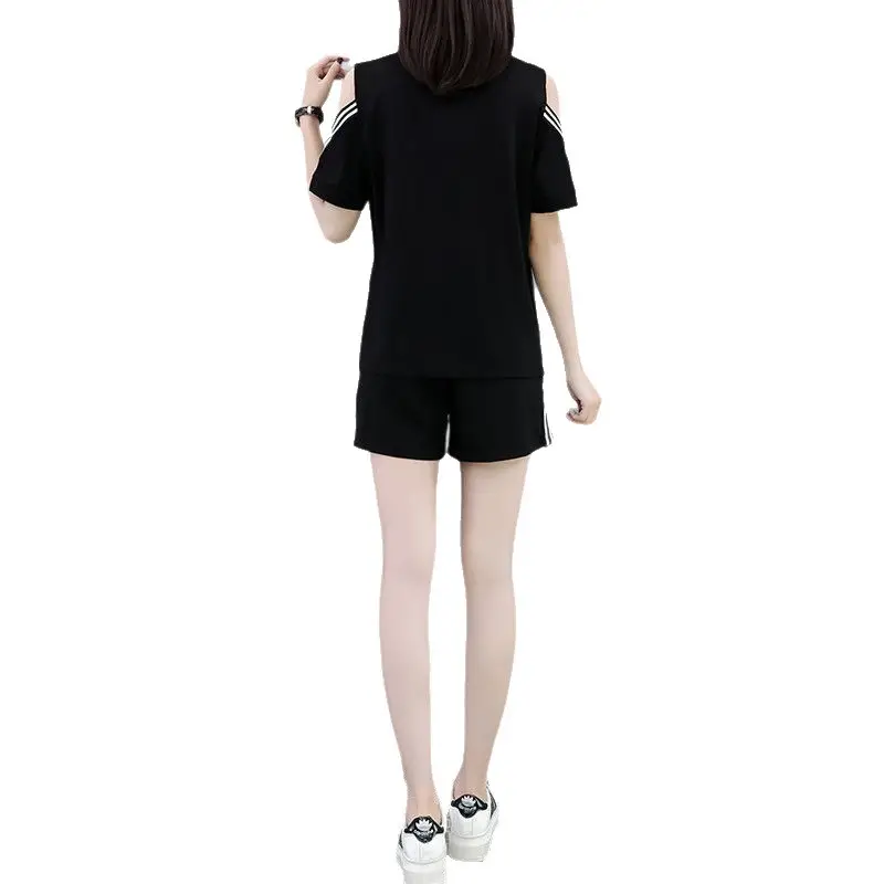 Plus Size Red Korean Style Women Suit Shorts Set
