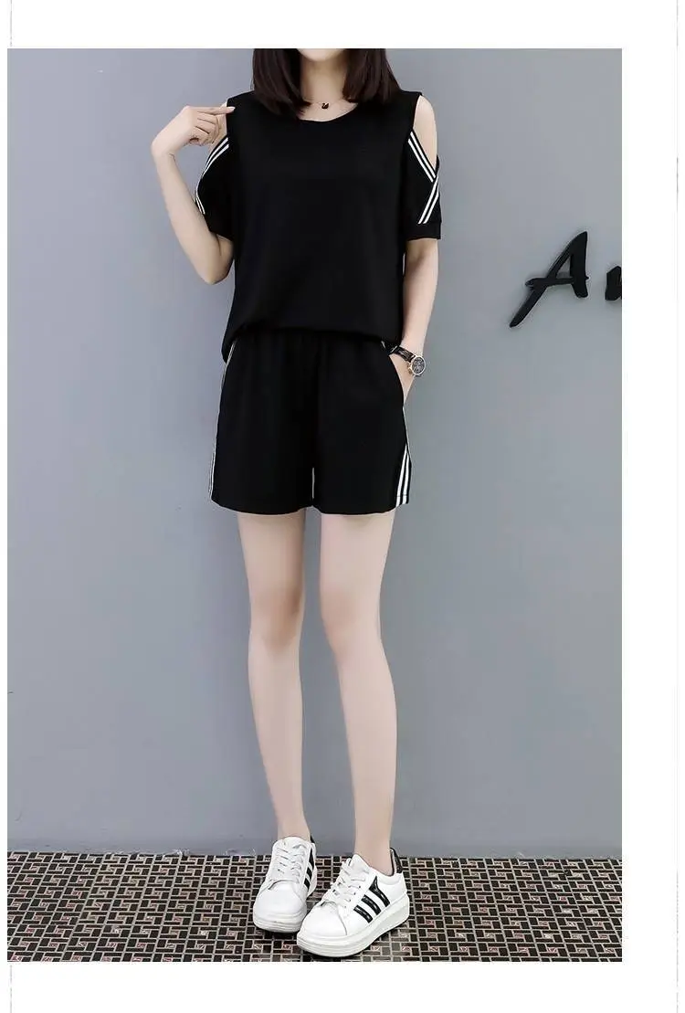 Plus Size Red Korean Style Women Suit Shorts Set — feature 8
