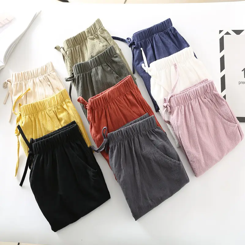 Women Cotton Linen Shorts Olive Green Large 2023 - Image 12