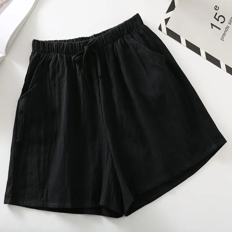 Women Cotton Linen Shorts Olive Green Large 2023 - Image 14