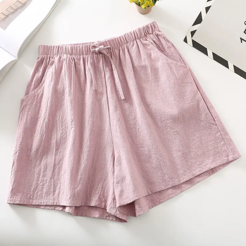 Women Cotton Linen Shorts Olive Green Large 2023 - Image 6