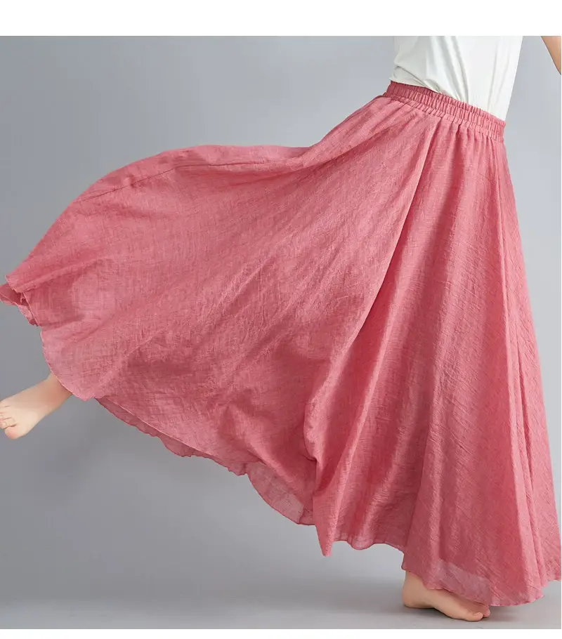 2021 Mori Women Linen Artistic Skirt Blue Large — feature 113