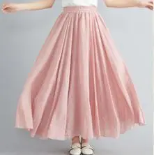 2021 Mori Women Linen Artistic Skirt Blue Large