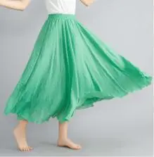 2021 Mori Women Linen Artistic Skirt Blue Large