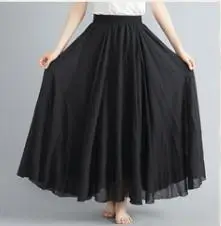 2021 Mori Women Linen Artistic Skirt Blue Large