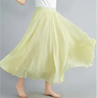 2021 Mori Women Linen Artistic Skirt Blue Large