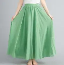 2021 Mori Women Linen Artistic Skirt Blue Large
