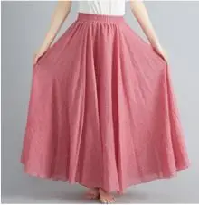 2021 Mori Women Linen Artistic Skirt Blue Large