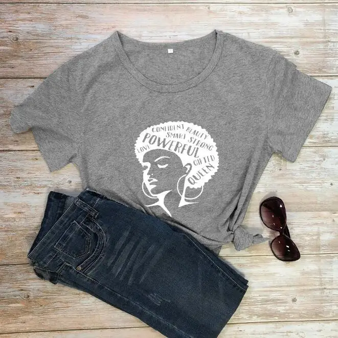 Confident Beauty T-Shirt with Smart Letter Design Grey - Image 11
