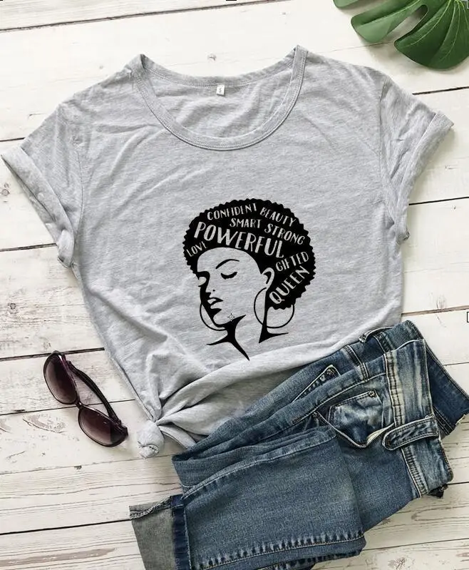 Confident Beauty T-Shirt with Smart Letter Design Grey - Image 3