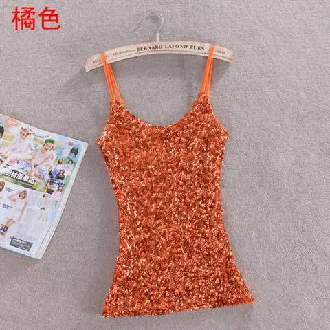 Purple Sequin Halter Vest Women's Top