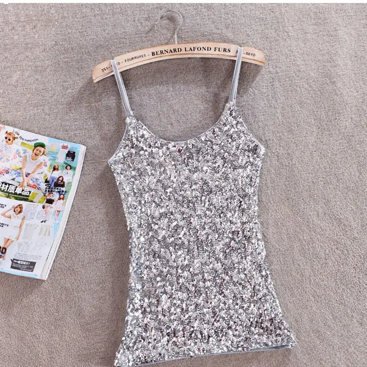 Purple Sequin Halter Vest Women's Top