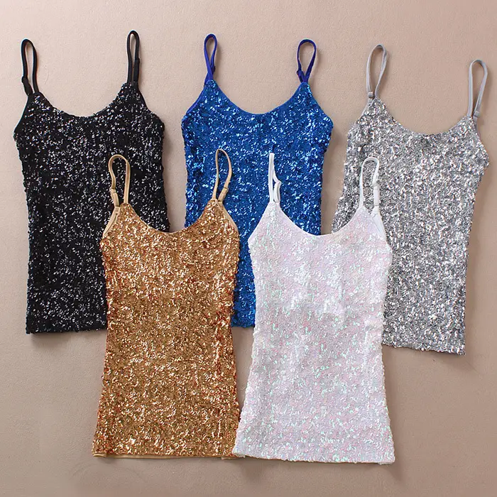Purple Sequin Halter Vest Women's Top — feature 1