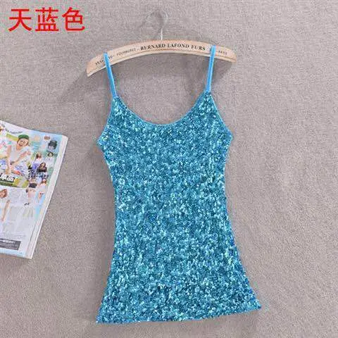 Purple Sequin Halter Vest Women's Top — feature 11