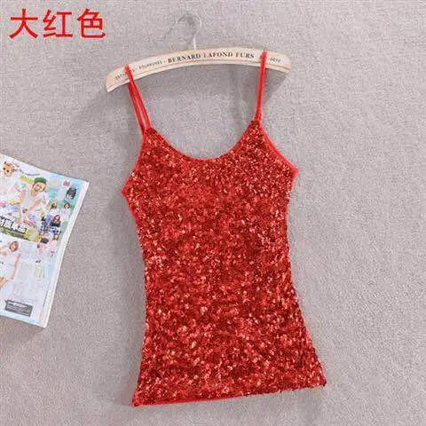 Purple Sequin Halter Vest Women's Top — feature 15
