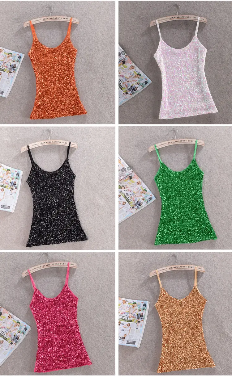 Purple Sequin Halter Vest Women's Top — feature 3