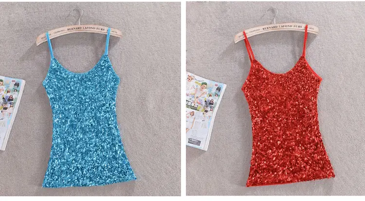Purple Sequin Halter Vest Women's Top — feature 4