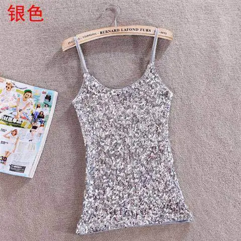 Purple Sequin Halter Vest Women's Top — feature 9