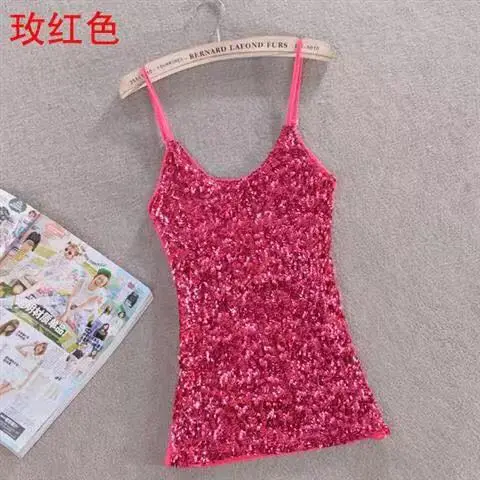Purple Sequin Halter Vest Women's Top