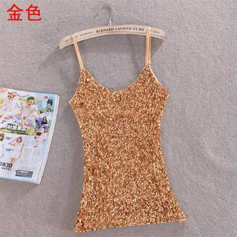 Purple Sequin Halter Vest Women's Top