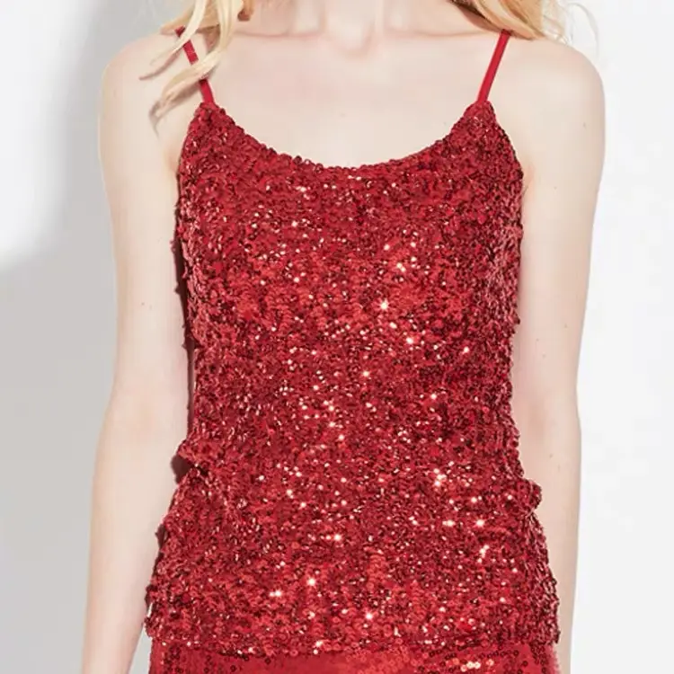 Purple Sequin Halter Vest Women's Top
