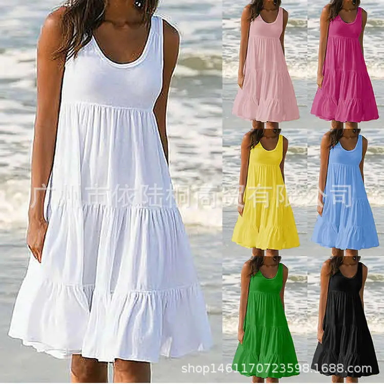 Black Sleeveless Round Neck Swing Dress Large - Image 8