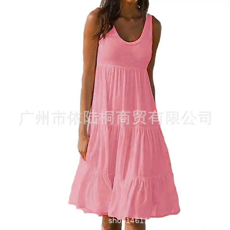 Black Sleeveless Round Neck Swing Dress Large - Image 2