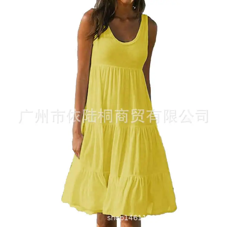 Black Sleeveless Round Neck Swing Dress Large - Image 3