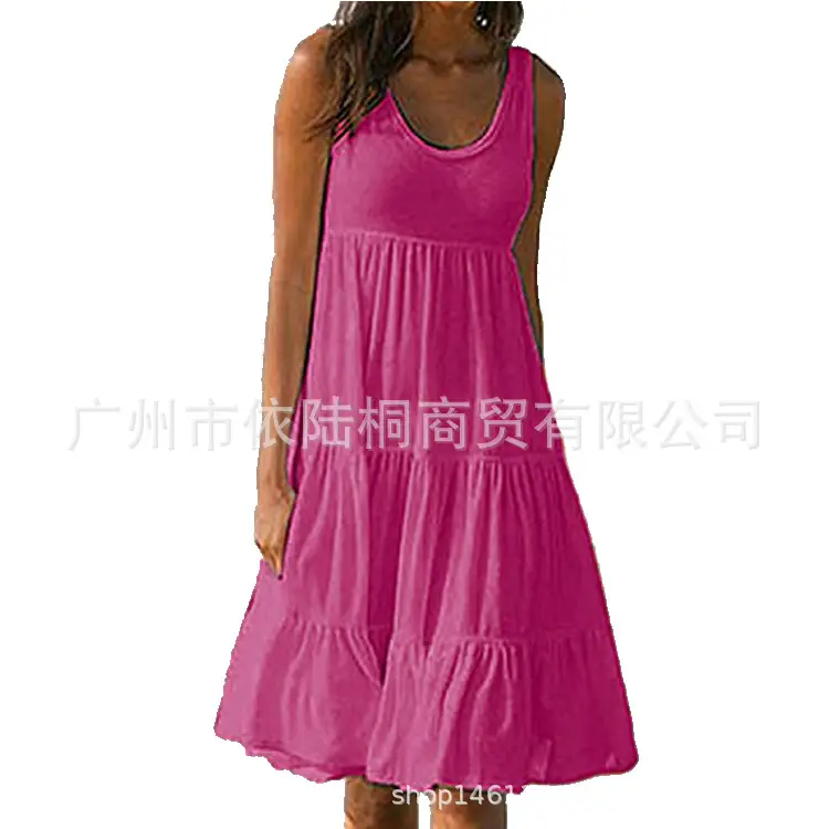 Black Sleeveless Round Neck Swing Dress Large - Image 7
