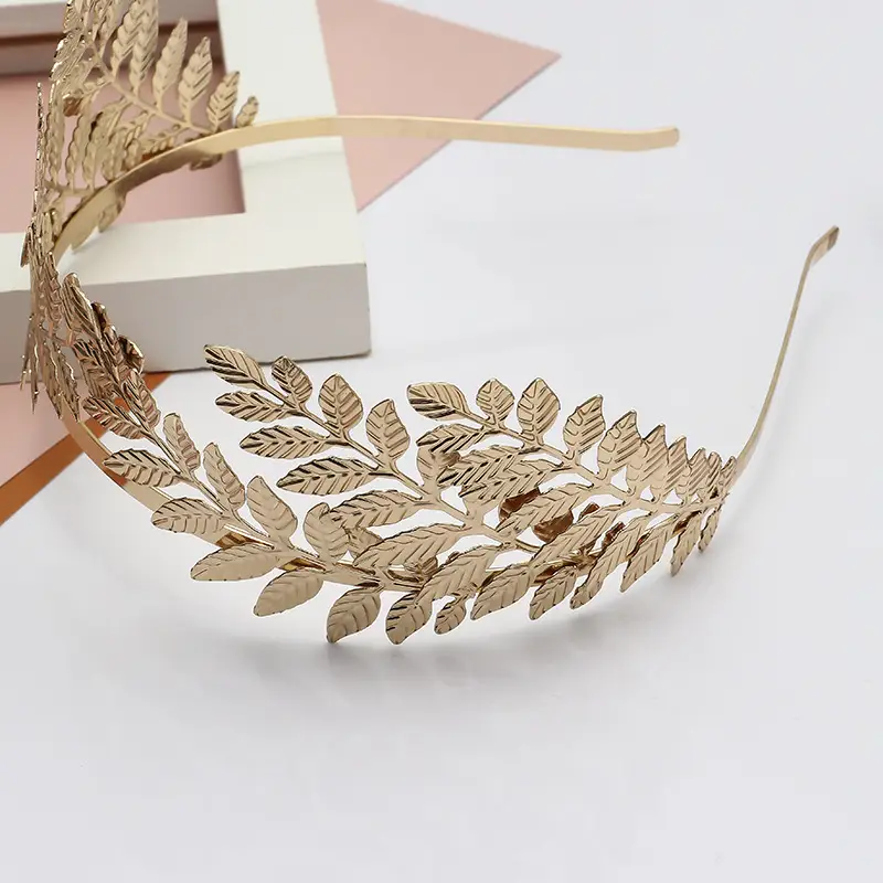 Kishitong New Leaf Crown Bridal Headband Rose Gold Silver - Image 5
