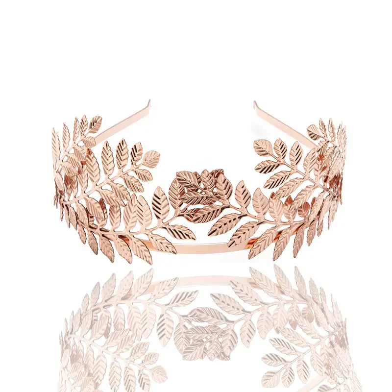 Kishitong New Leaf Crown Bridal Headband Rose Gold Silver - Image 8