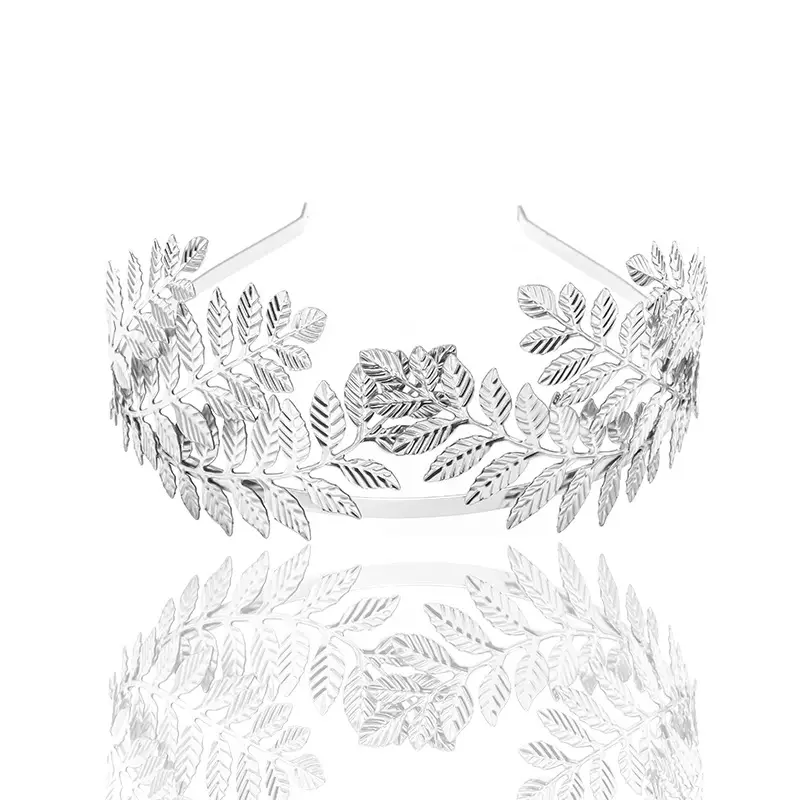 Kishitong New Leaf Crown Bridal Headband Rose Gold Silver - Image 2