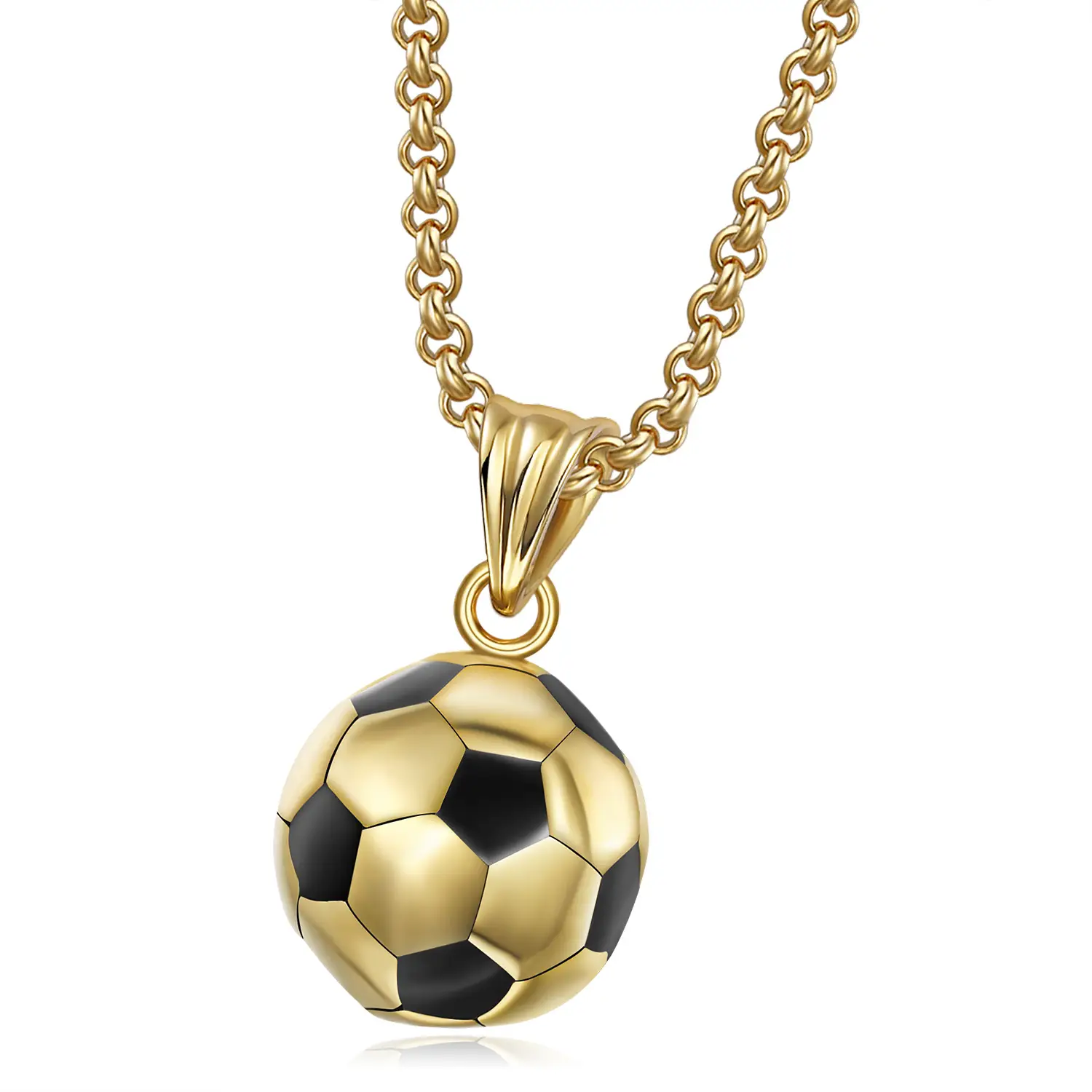 Golden Football Necklace for Men - Image 3