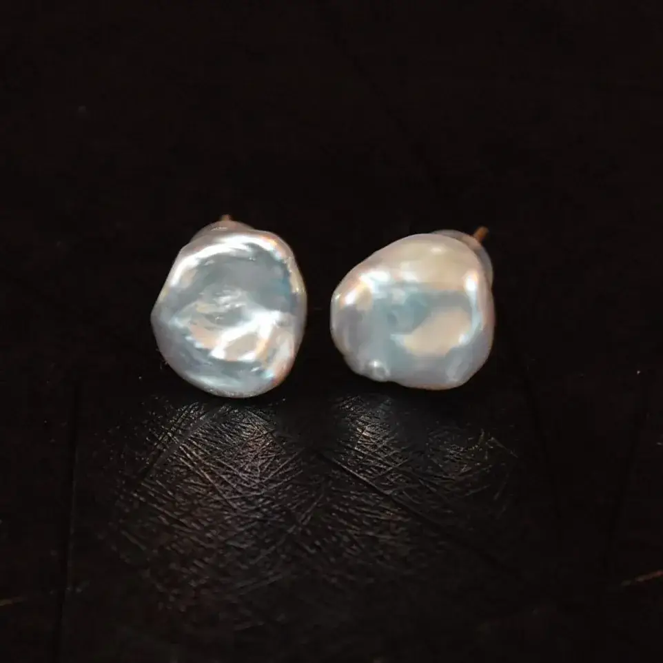 Aurora Baroque Pearl Stud Earrings 925 Silver - Image 2