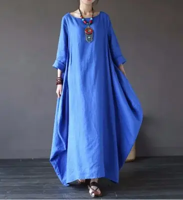 2024 Loose Long Skirt Dress Cotton Linen Large - Image 5