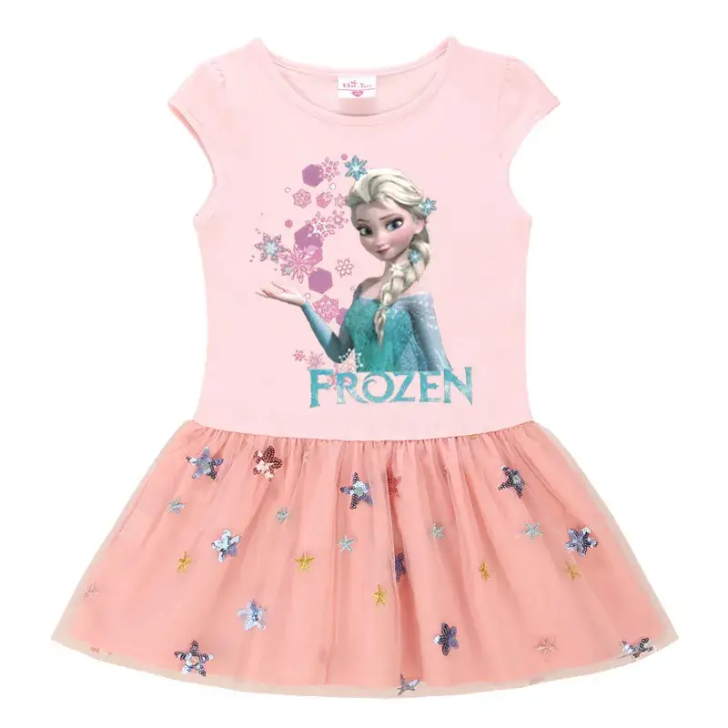 Girls Purple Star Embroidered Mesh Summer Dress - Image 7