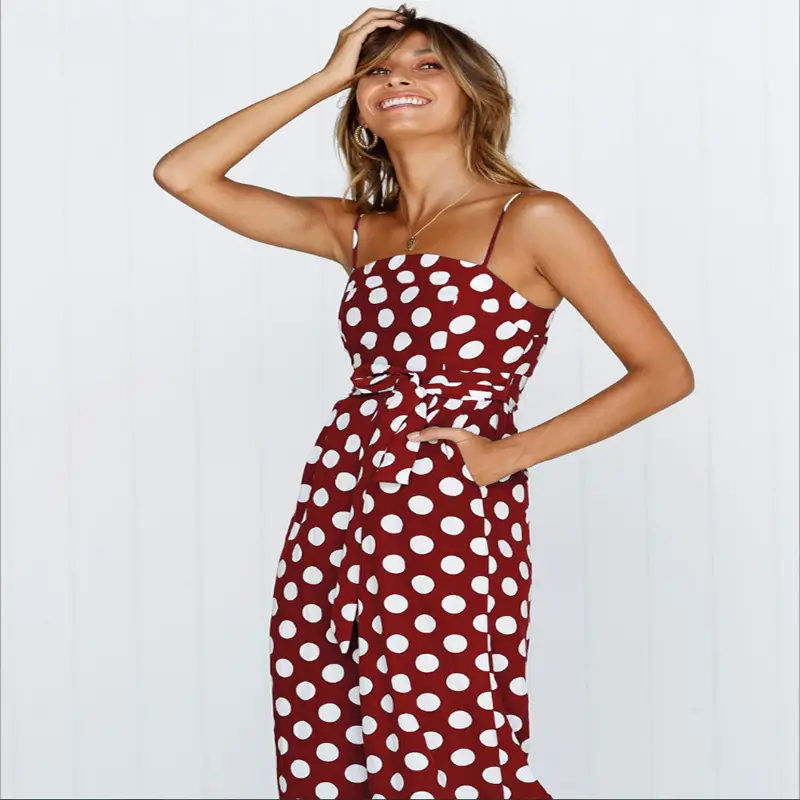 Polka Dot Jumpsuit White Long Sleeve Cotton - Image 9