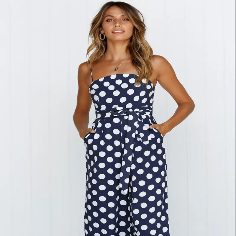 Polka Dot Jumpsuit White Long Sleeve Cotton - Image 10