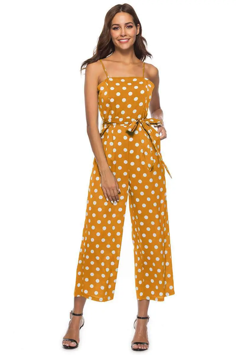 Polka Dot Jumpsuit White Long Sleeve Cotton - Image 3