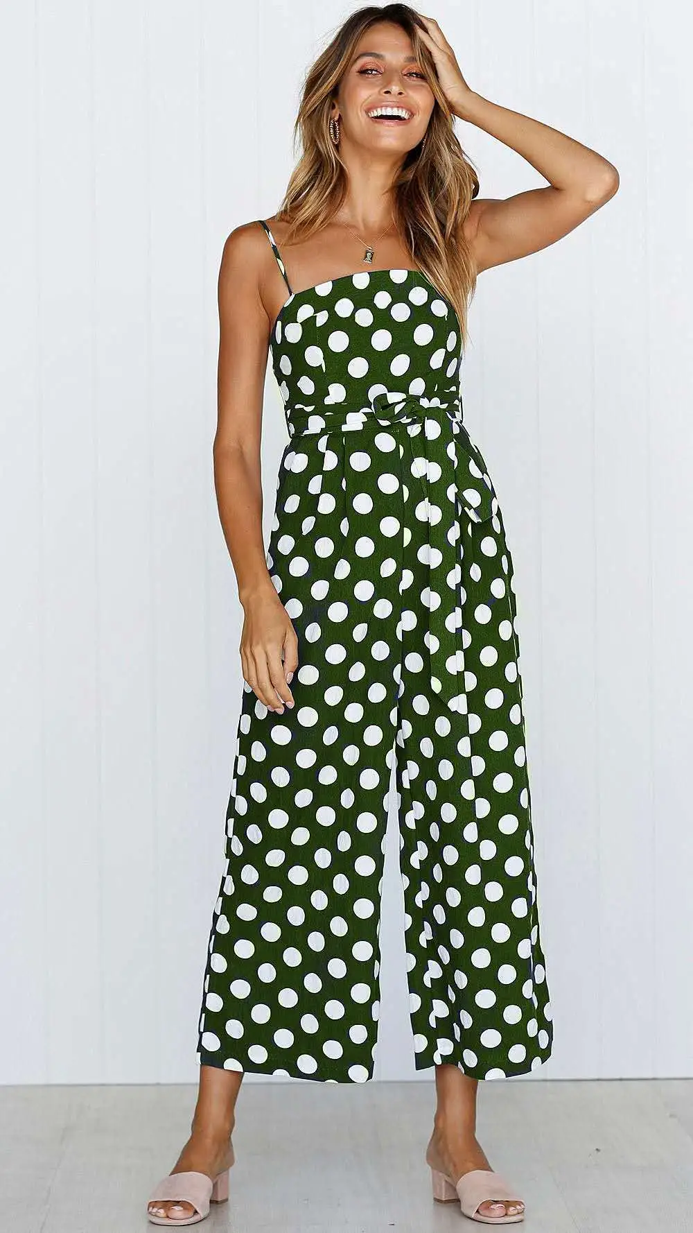 Polka Dot Jumpsuit White Long Sleeve Cotton - Image 5