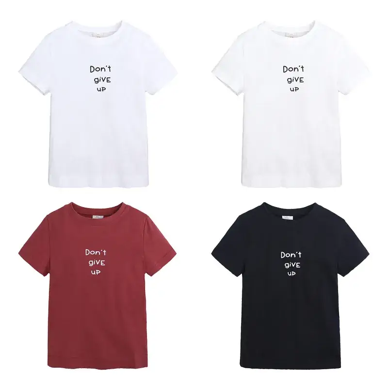 Children Cotton Summer T-Shirt White Gray Black - Image 4