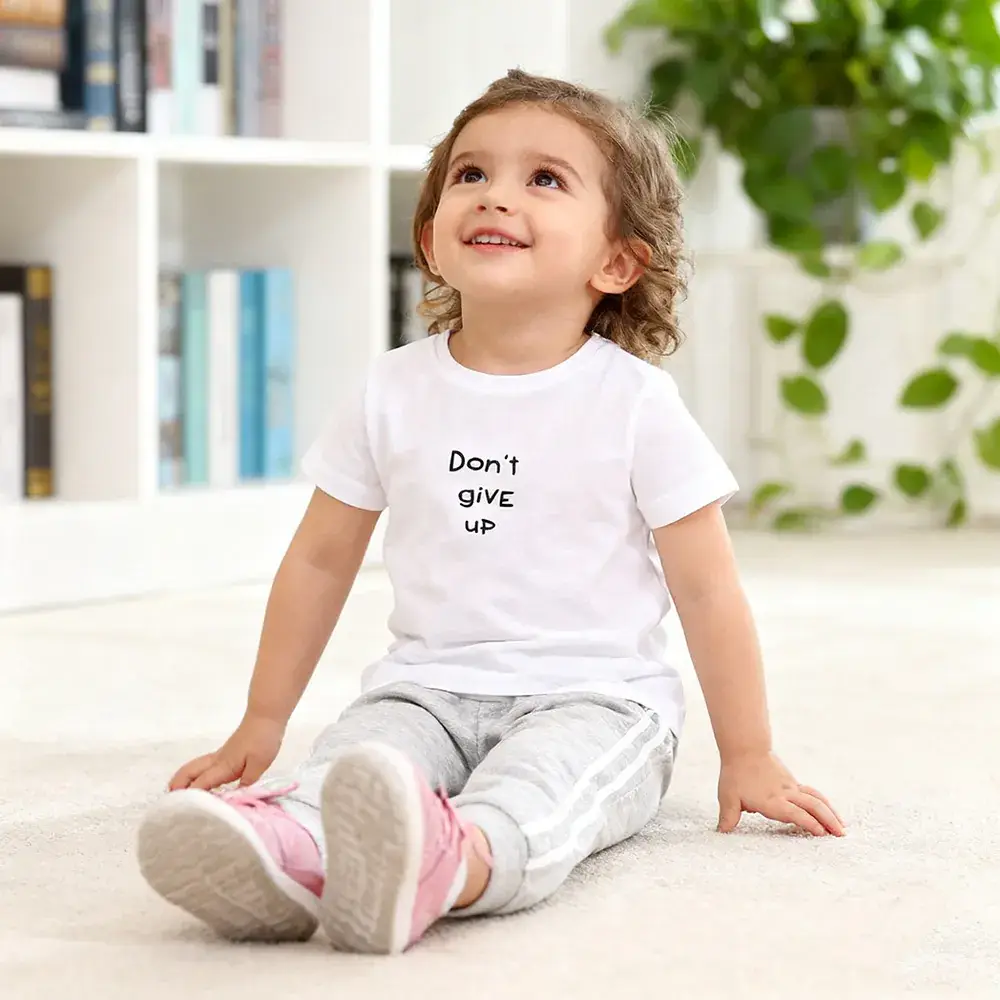 Children Cotton Summer T-Shirt White Gray Black - Image 2
