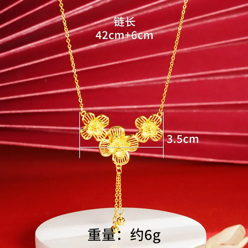 Vietnam Sand Gold Water Wave Flower Necklace - Image 25