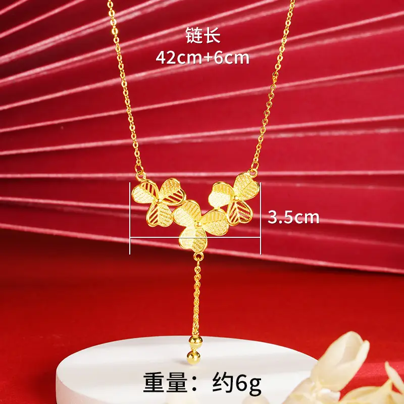 Vietnam Sand Gold Water Wave Flower Necklace - Image 26