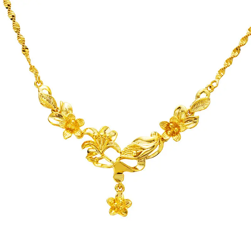 Vietnam Sand Gold Water Wave Flower Necklace - Image 27