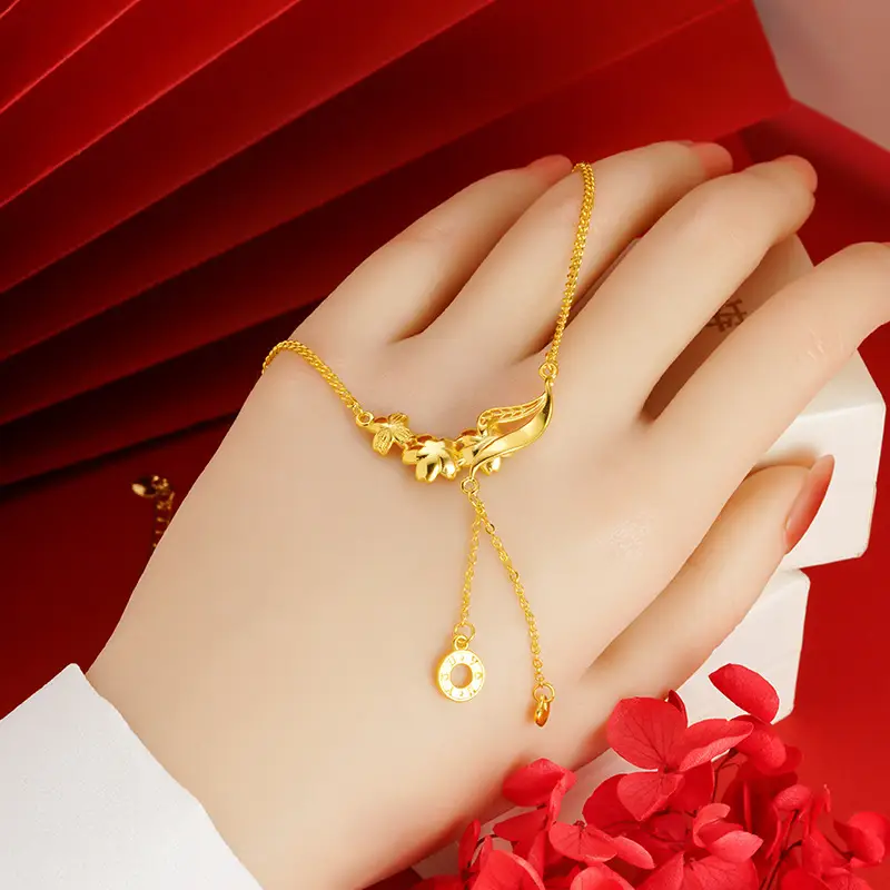Vietnam Sand Gold Water Wave Flower Necklace - Image 22