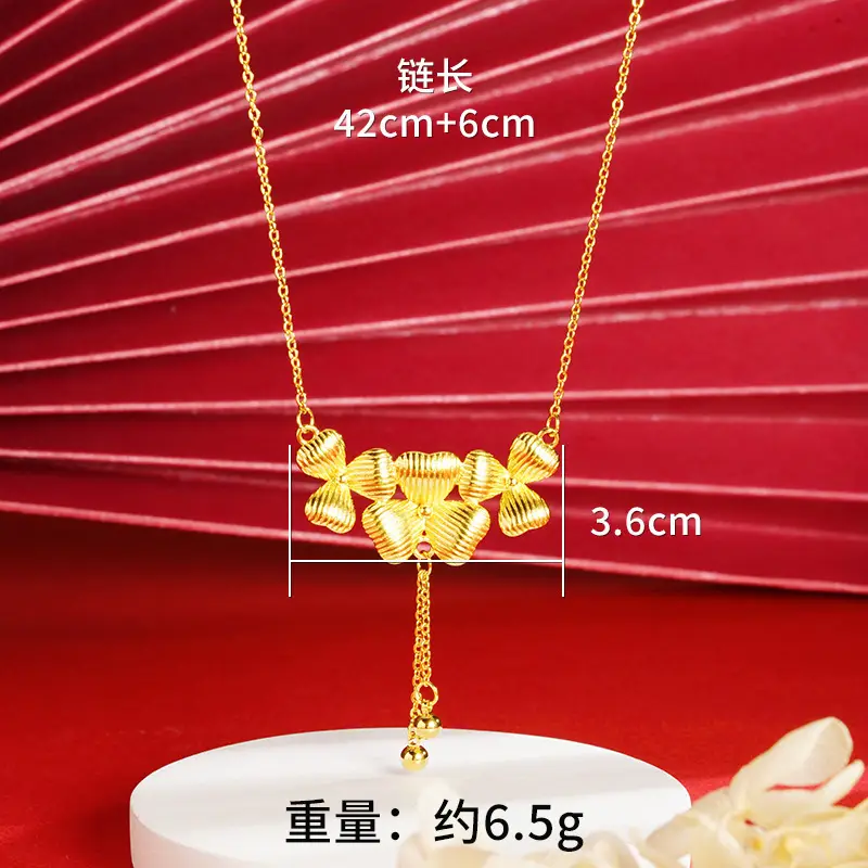 Vietnam Sand Gold Water Wave Flower Necklace - Image 4